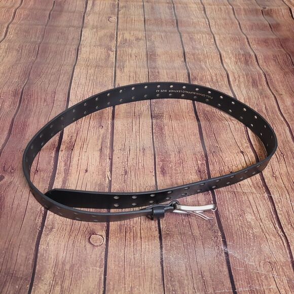 The Belt Shoppe Belt Mens 42 Black Full Grain Buffalo Leather 1.5" Double Prong - Picture 1 of 7